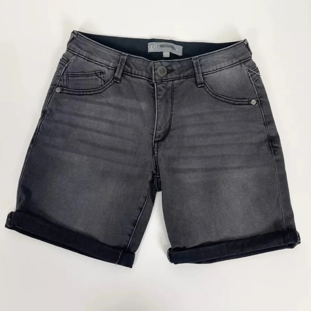 NEW Wit & Wisdom Jean Shorts Size 0 Black Ab-Solution Cuffed Denim NWOT